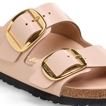Load image into Gallery viewer, BIRKENSTOCK Arizona Big Buckle High Shine New Beige Leather Patent Slides