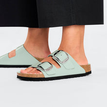 Load image into Gallery viewer, BIRKENSTOCK Arizona Big Buckle High Shine Surf Green Leather Slides