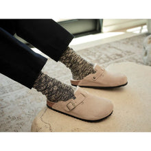 Load image into Gallery viewer, BIRKENSTOCK Boston Shearling Taupe Suede Clogs