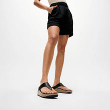Load image into Gallery viewer, Fitflop Lulu Lux Black Graphic Weave Leather Toe-Post Sandals