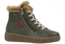 Load image into Gallery viewer, REMONTE by Rieker Fi D1T72 Womens Olive Fur Tex Leather Ankle Zip Lace Boot