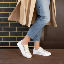 Load image into Gallery viewer, Klouds Cara Pebble White Leather Sneaker with Zip/Lace
