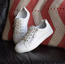 Load image into Gallery viewer, Klouds Cara Pebble White Leather Sneaker with Zip/Lace