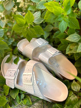 Load image into Gallery viewer, BIRKENSTOCK Arizona Semi Exquisite Woven Embossed Ecru Leather