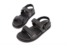 Load image into Gallery viewer, SILVER LINING Findlay Weave Leather Sandal in Black
