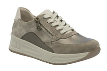 Load image into Gallery viewer, RIEKER Danielle N8114 Taupe/Bronze Ladies Leather Zip Sneaker