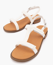Load image into Gallery viewer, SILVER LINING Bardia Plaited Leather Sandal in White