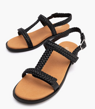 Load image into Gallery viewer, SILVER LINING Bardia Plaited Leather Sandal in Black