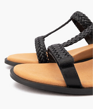 Load image into Gallery viewer, SILVER LINING Bardia Plaited Leather Sandal in Black