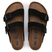 Load image into Gallery viewer, BIRKENSTOCK Arizona Black Suede Softbed Slides