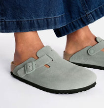Load image into Gallery viewer, BIRKENSTOCK Boston Pure Sage Suede with Softbed