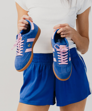 Load image into Gallery viewer, GOODSOLE Parallel Sneaker in Cobalt/Pink Strip Suede