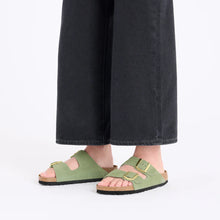 Load image into Gallery viewer, BIRKENSTOCK Arizona Softbed Green Tea Suede Slides