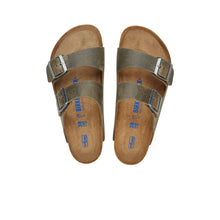 Load image into Gallery viewer, BIRKENSTOCK Arizona Soft Bed Faded Khaki Oiled Leather Slides