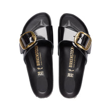 Load image into Gallery viewer, BIRKENSTOCK Madrid Big Buckle High Shine Black Leather Slides