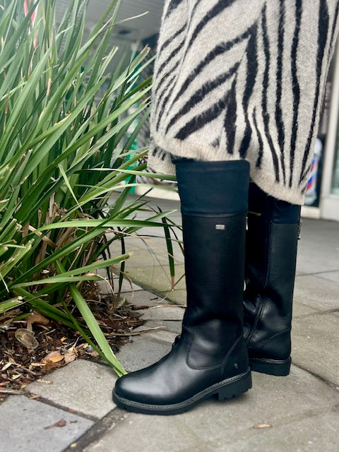 REMONTE by Rieker Lille R6581 Womens Black Leather Long Zip Boot