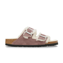 Load image into Gallery viewer, BIRKENSTOCK Arizona Faded Purple Suede/Shearling Slides