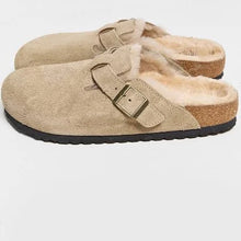 Load image into Gallery viewer, BIRKENSTOCK Boston Shearling Taupe Suede Clogs