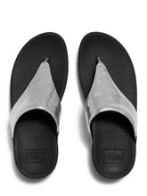 Load image into Gallery viewer, Fitflop Lulu Metallic Snake Silver Leather Toe-Post Sandals