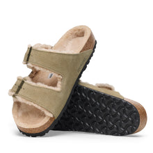 Load image into Gallery viewer, BIRKENSTOCK Arizona Taupe Suede/Shearling Slides