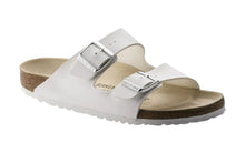 Load image into Gallery viewer, BIRKENSTOCK Arizona White BF Slides with Silver Buckle