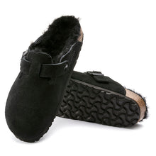 Load image into Gallery viewer, BIRKENSTOCK Boston Shearling Black Suede Clogs