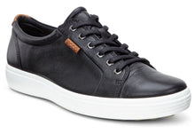 Load image into Gallery viewer, ECCO Soft & Mens Leather Sneaker in Black with White Sole