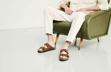 Load image into Gallery viewer, BIRKENSTOCK Arizona Vintage Wood Roast Natural Leather Slides