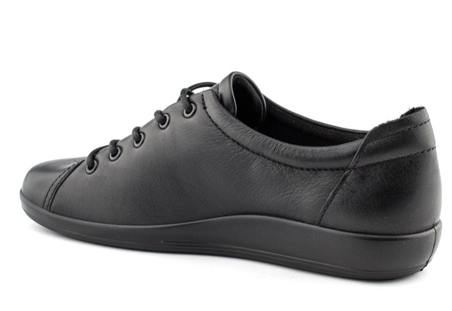 ECCO Soft Ladies Leather Sneaker in Black SOUL SOLE SHOES