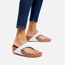 Load image into Gallery viewer, Fitflop Lulu White Leather Toe Post Sandal
