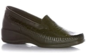 TESSELLI Irene Black Croc Ladies Patent Loafer