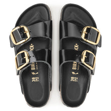 Load image into Gallery viewer, BIRKENSTOCK Arizona Big Buckle High Shine Black Leather Patent Slides
