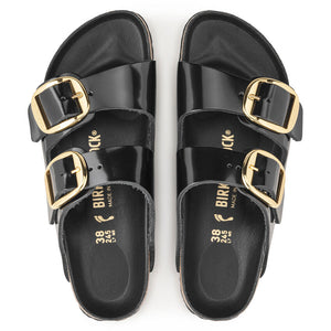 BIRKENSTOCK Arizona Big Buckle High Shine Black Leather Patent Slides