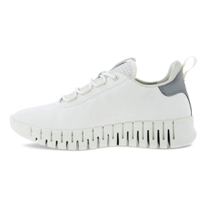 Ecco Gruuv Flexible Sole White Ladies Leather Sneaker