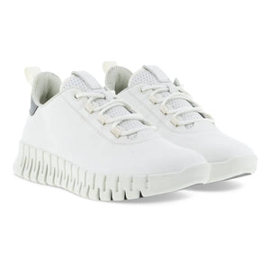 Ecco Gruuv Flexible Sole White Ladies Leather Sneaker