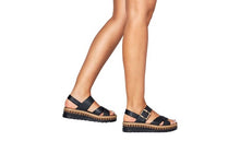 Load image into Gallery viewer, RIEKER Lindsay Black Ladies Leather Wedge Sandal (V7951)
