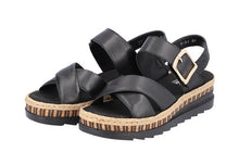 Load image into Gallery viewer, RIEKER Lindsay Black Ladies Leather Wedge Sandal (V7951)
