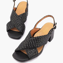 Load image into Gallery viewer, SILVER LINING Adelaide Leather Heel Sandal in Black
