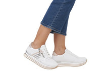 Load image into Gallery viewer, REMONTE by Rieker Jorja White Ladies Leather Zip Sneaker (D1318)
