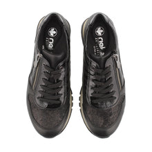 Load image into Gallery viewer, RIEKER Maggie Black Leopard Multi Ladies Leather Zip Sneaker
