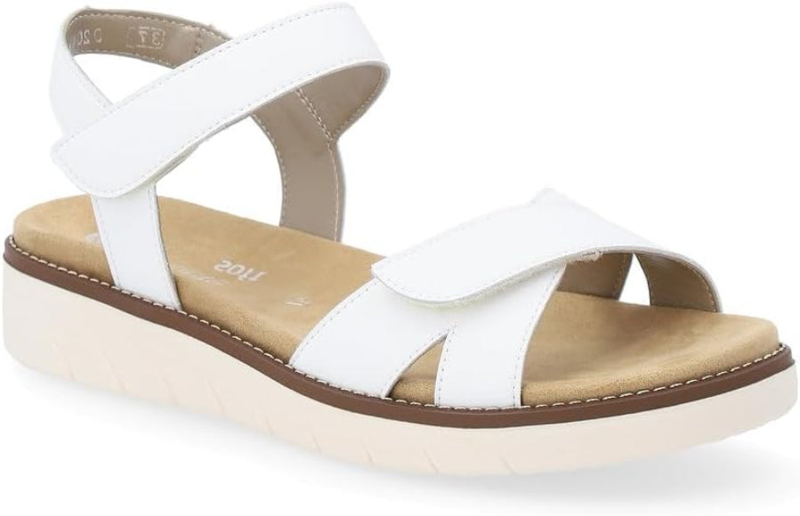 REMONTE by Rieker Sandrine White Adjustable Ladies Leather Sandal (D2049)