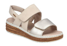 Load image into Gallery viewer, RIEKER Mel Gold Ladies Leather Wedge Sandal (62761)
