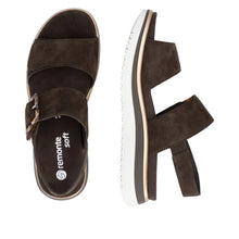 Load image into Gallery viewer, REMONTE by Rieker Molly Adjustable Chocolate Ladies Leather Sandal (D1J62)
