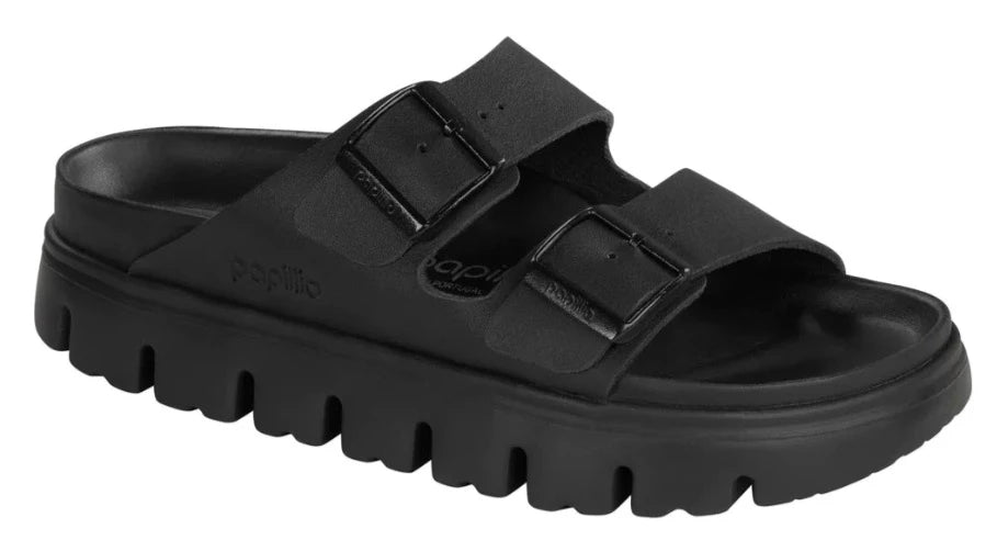 Papillio by BIRKENSTOCK Arizona Chunky Exquisite Black Smooth Leather Slides