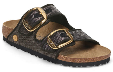 BIRKENSTOCK Arizona Big Buckle Raffia Black Textile Sandal