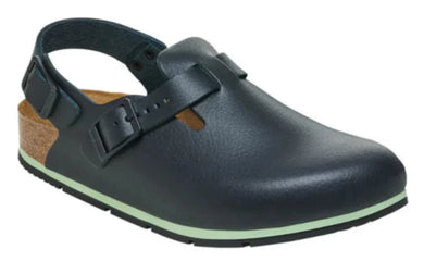 BIRKENSTOCK Tokio Pro Black PU Coated Oiled Leather Clog