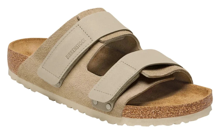 BIRKENSTOCK Uji Taupe Nubuck/Suede Leather Slide