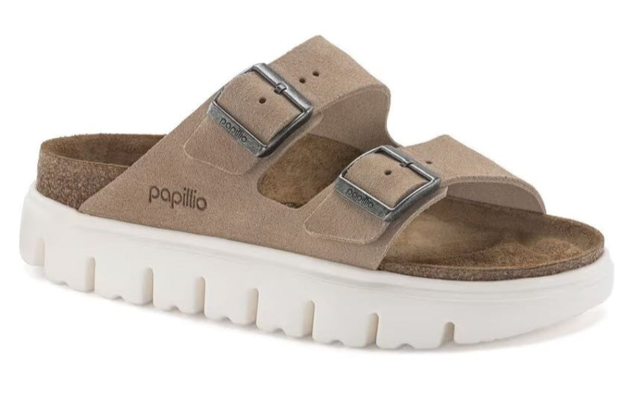 BIRKENSTOCK (Papillio) Arizona Chunky Warm Sand Suede Slides