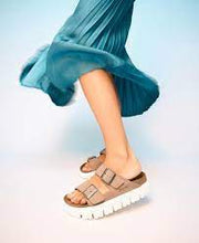Load image into Gallery viewer, BIRKENSTOCK (Papillio) Arizona Chunky Warm Sand Suede Slides
