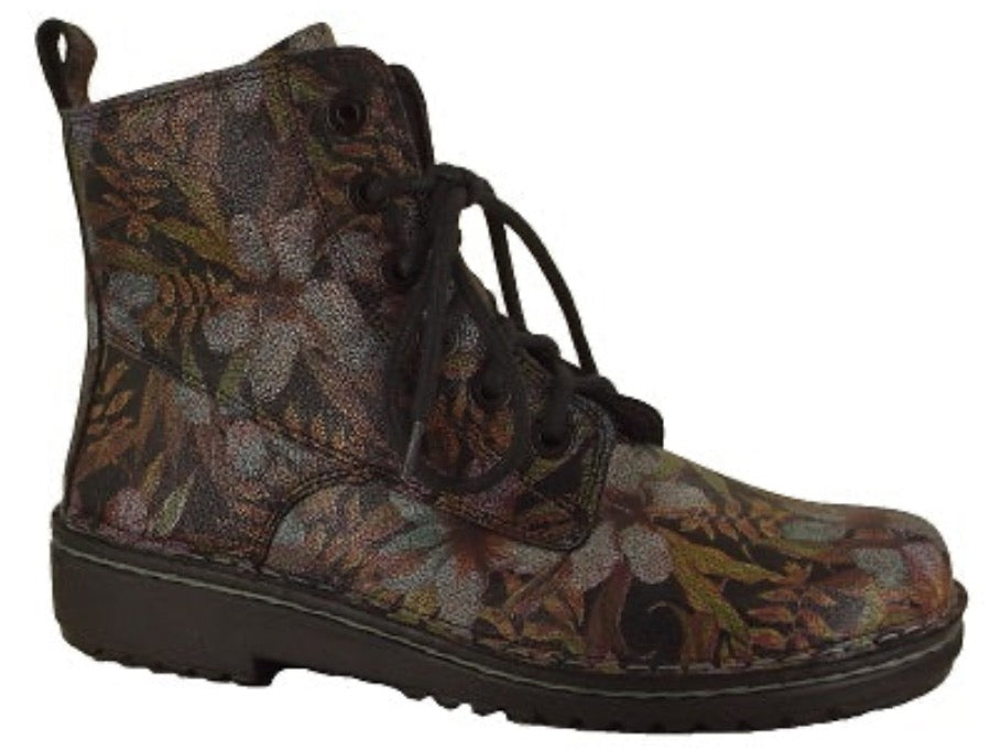 Claudia Dark Floral Leather Ladies Ankle Boot